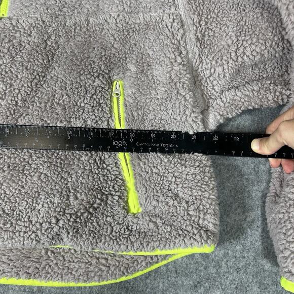 Nike Jacket Women’s L Deep Pile Shaggy Swoosh Fleece Sherpa Crop Pullover Neon - Picture 5 of 8